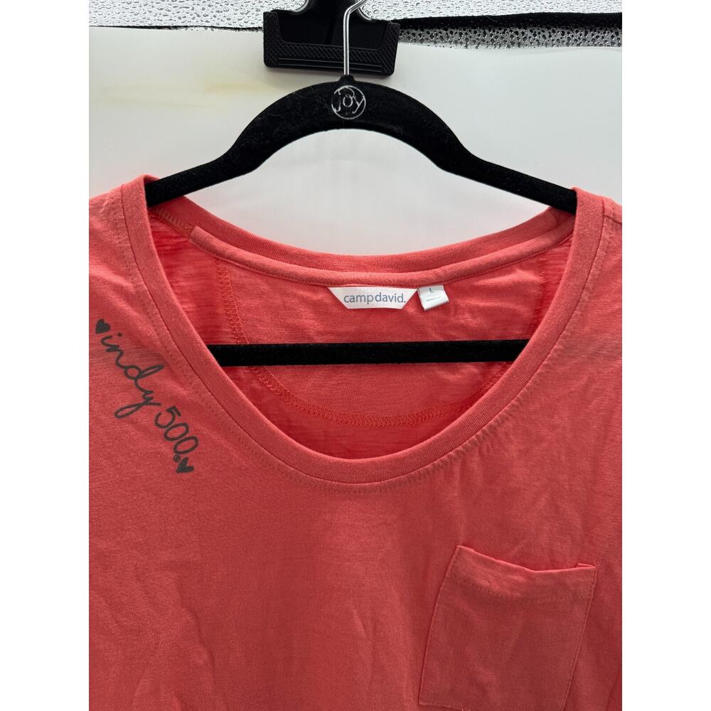 Camp David Indy 500 Womens T Shirt Coral Pink Size Large New Licensed - Picture 2 of 7